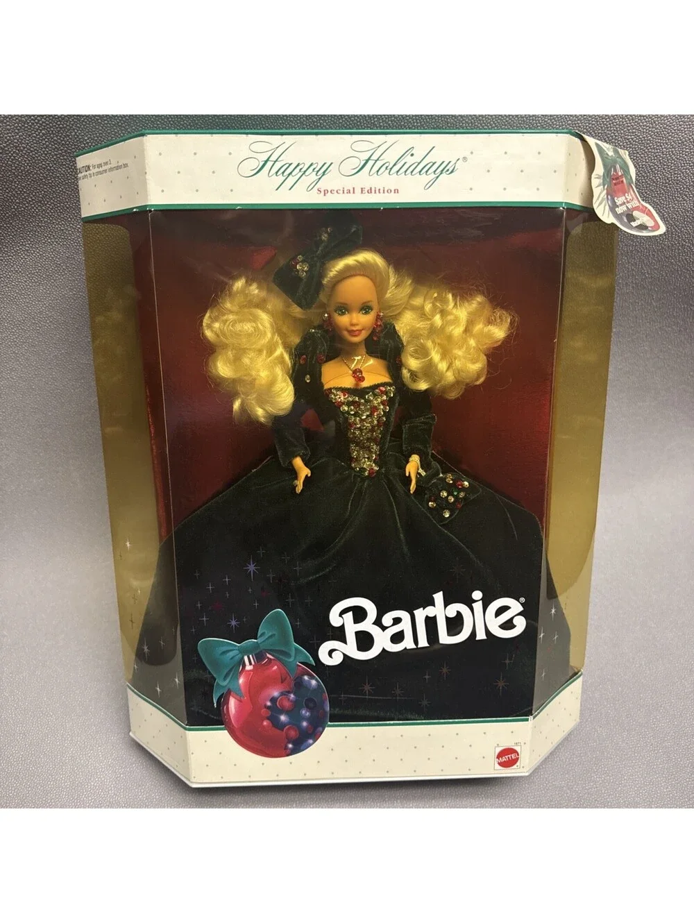 Vtg Holiday Barbie Special Edition Doll Mattel 1991 #1871 Not Mint Green Velvet